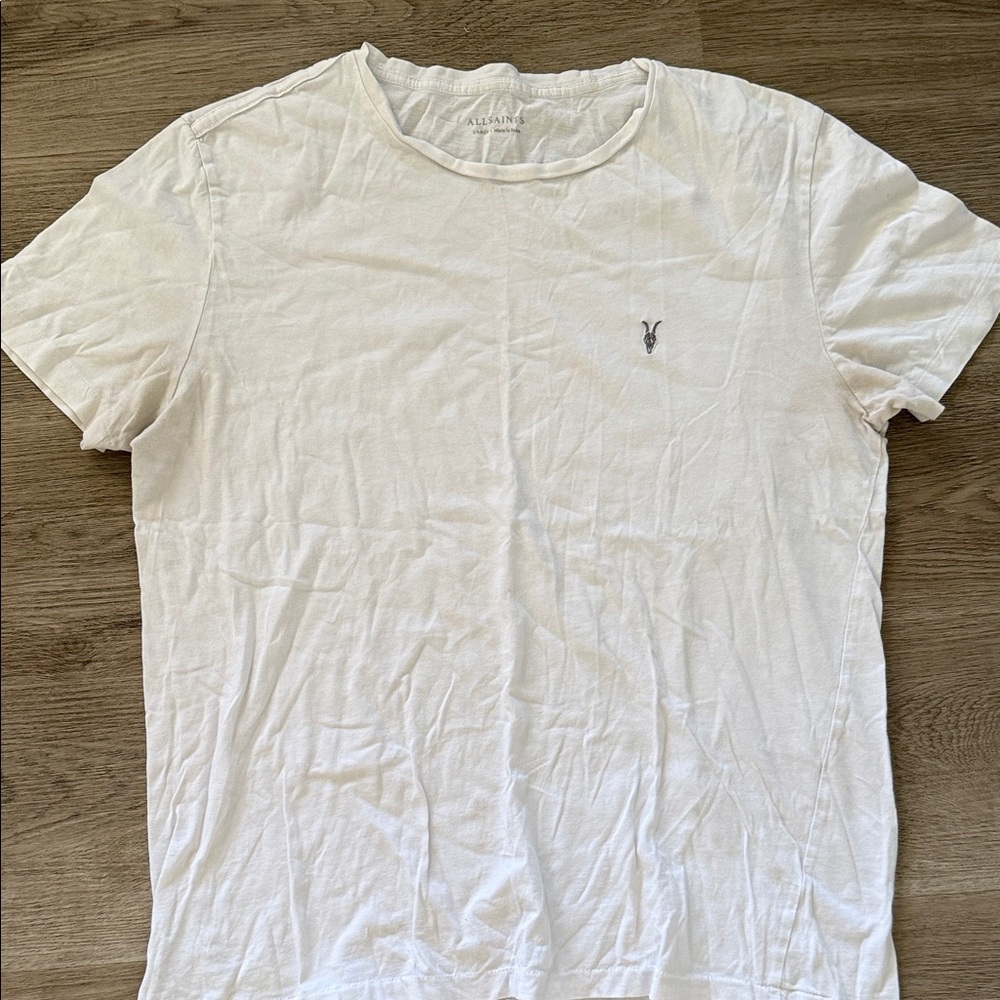 All Saints White Short Sleeve Crew Tee with Small Logo